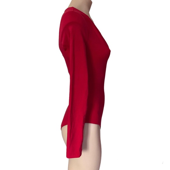 🌿 KOOKAI 🌿 red deep V neck bodysuit size 10 - Picture 2 of 6
